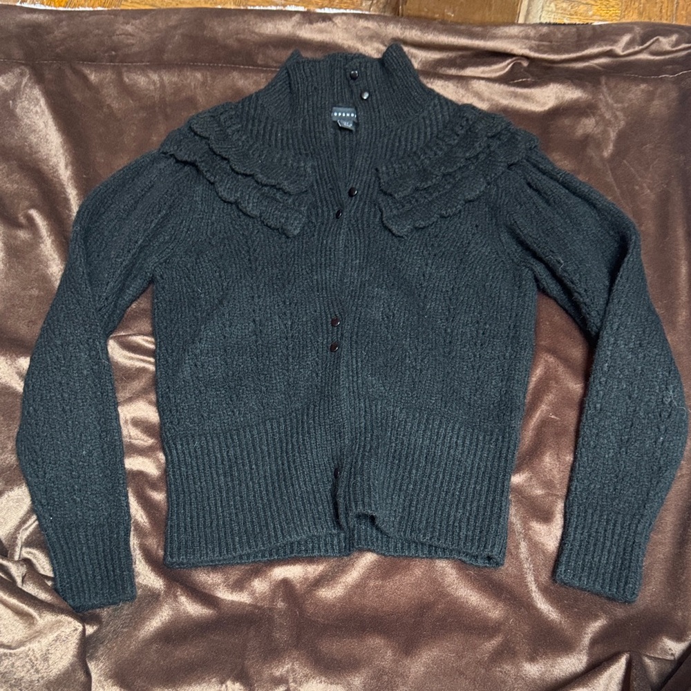 Topshop Black Button-Up Cardigan Sweater